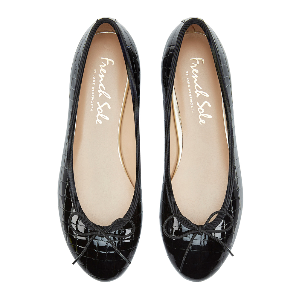 black patent ballet flat