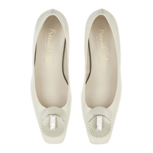 Image 3 for Carla Heel White Leather With Metal Trim (CAR06)