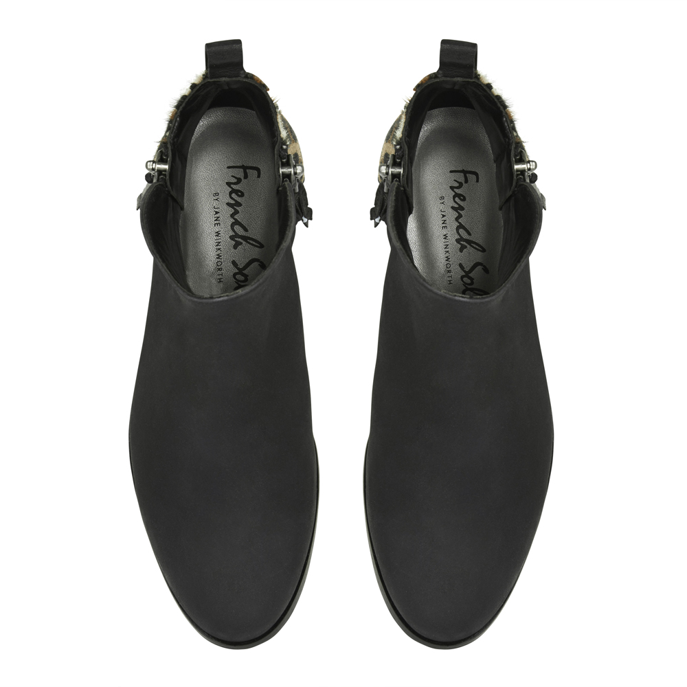 Charlotte Black Nubuck Jaguar Calf Hair CHA04 French Sole