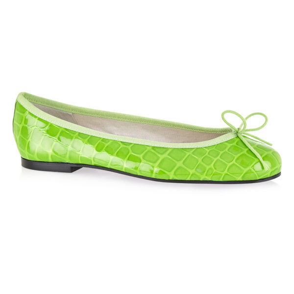 Image 1 for Henrietta Lime Green Patent Crocodile (HE1052)