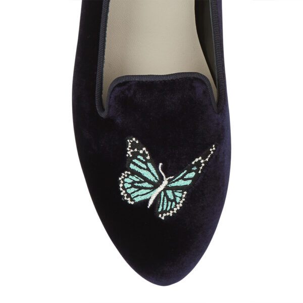 Image 2 for Hefner Navy Velvet Butterfly Emb (HFF144)