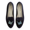 Image 3 for Hefner Navy Velvet Butterfly Emb (HFF144)