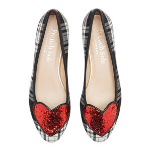 Image 3 for Love Heart Black Grey Tartan Red Glitter (LH920)