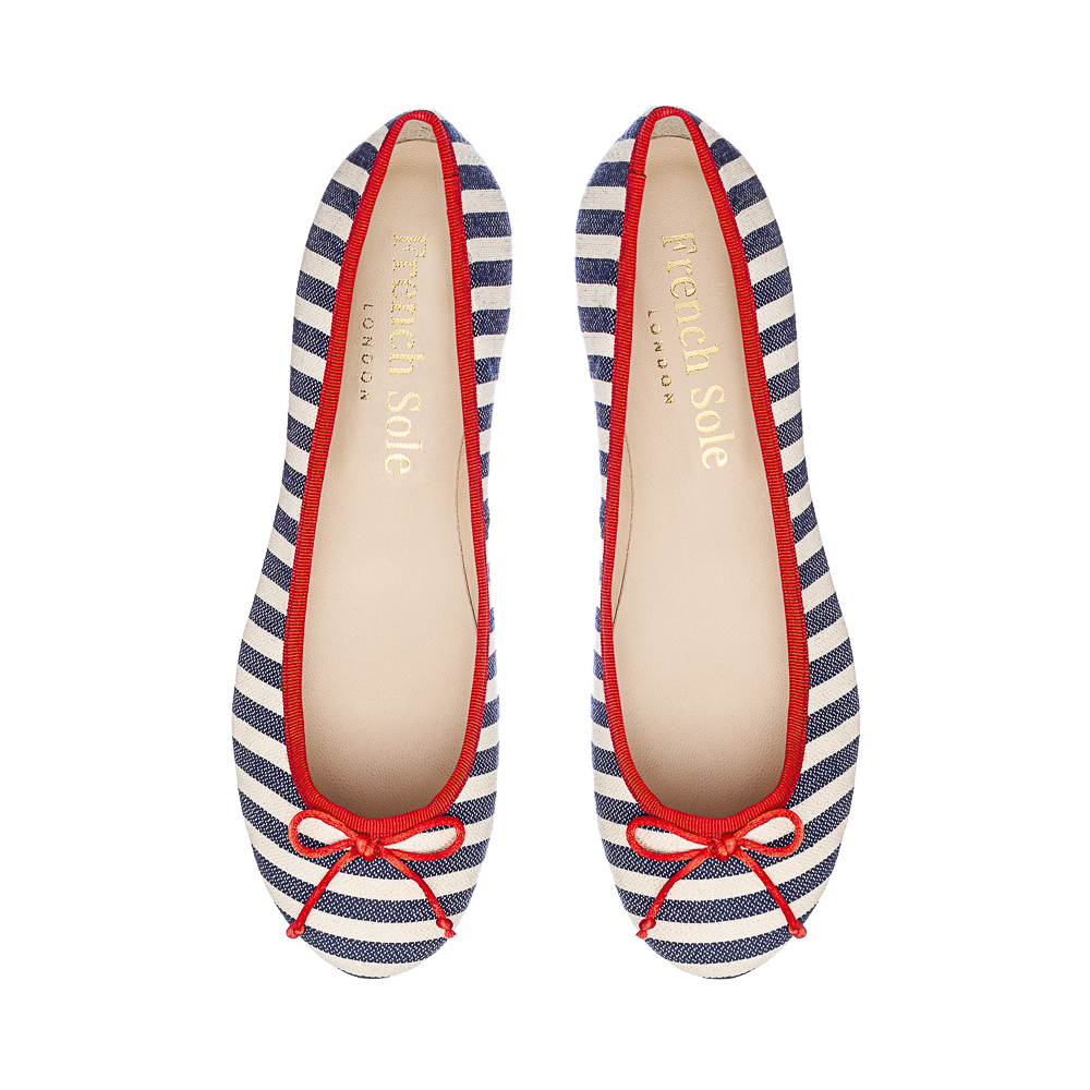 Striped ballet flats clearance