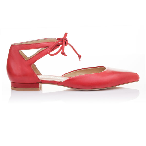 Image 1 for Penelope Ankle Tie Red Napa Leather (PAT02)