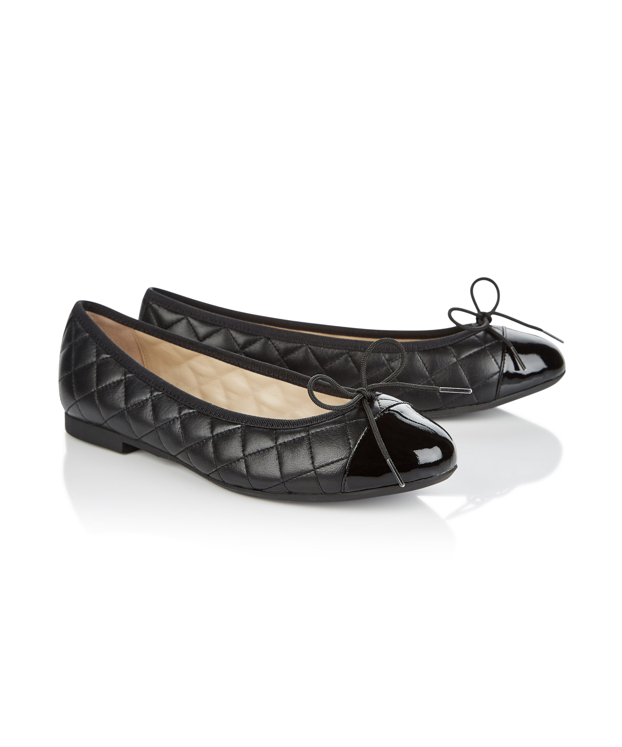 black quilted ballet flats