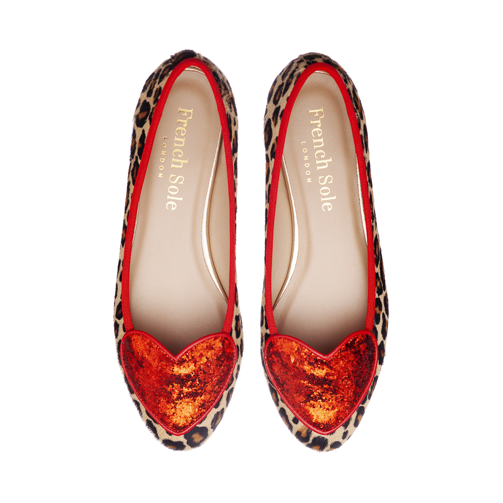 Red glitter flat best sale shoes