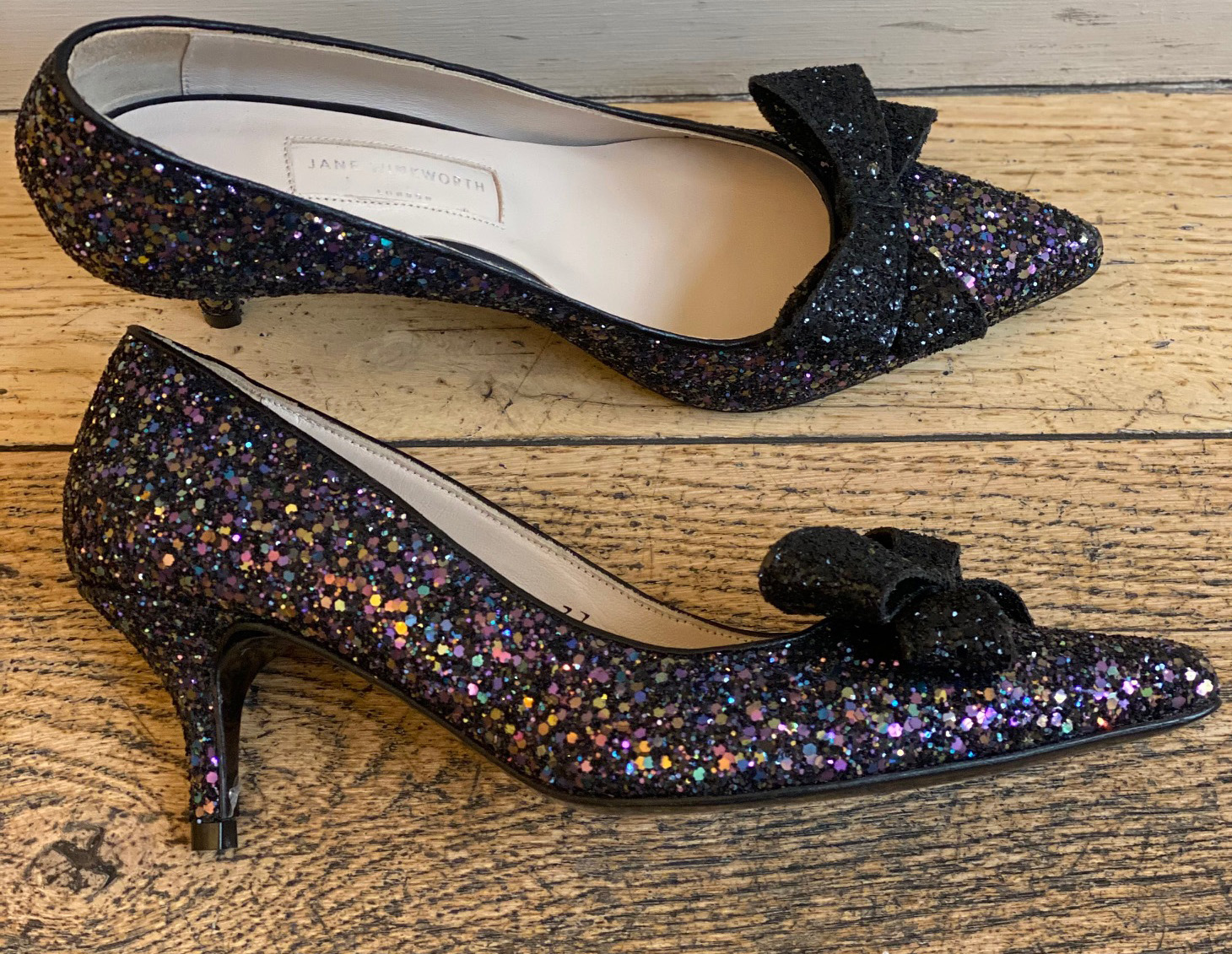 Black glitter kitten heels sale