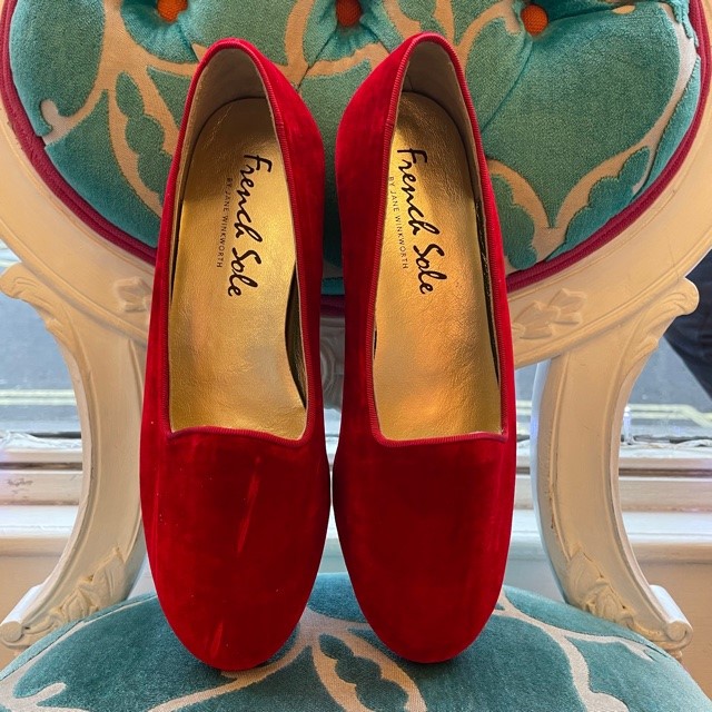 Smoking Slipper Red Velvet SS35 French Sole