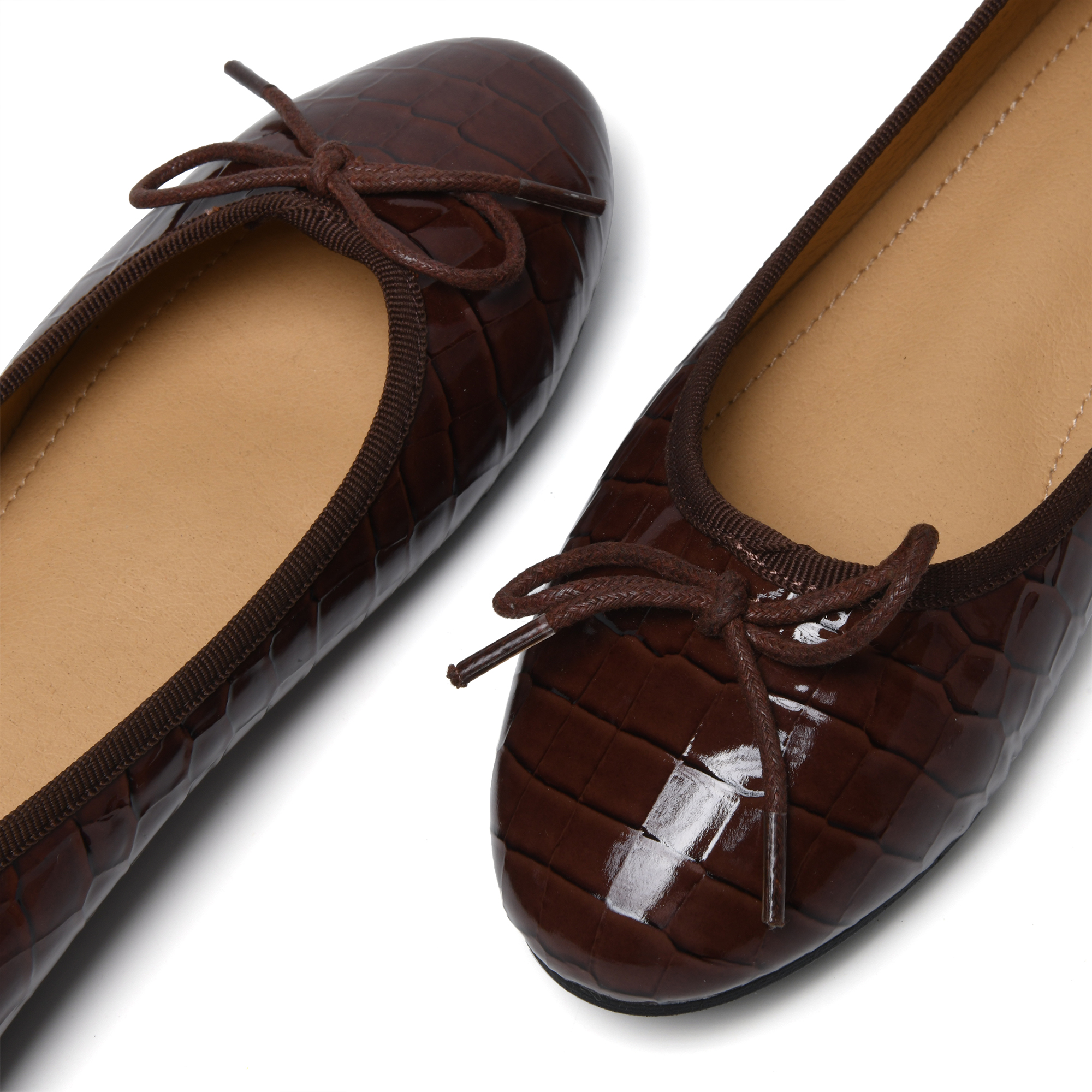 Brown croc flats top