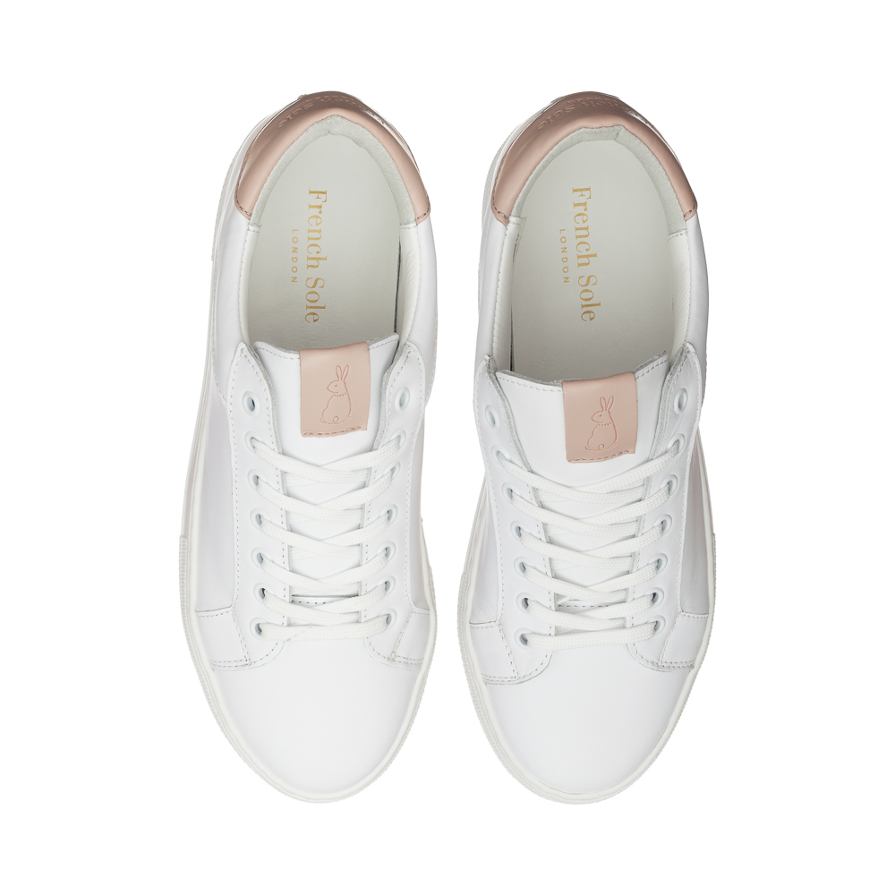 White soft leather trainers hotsell